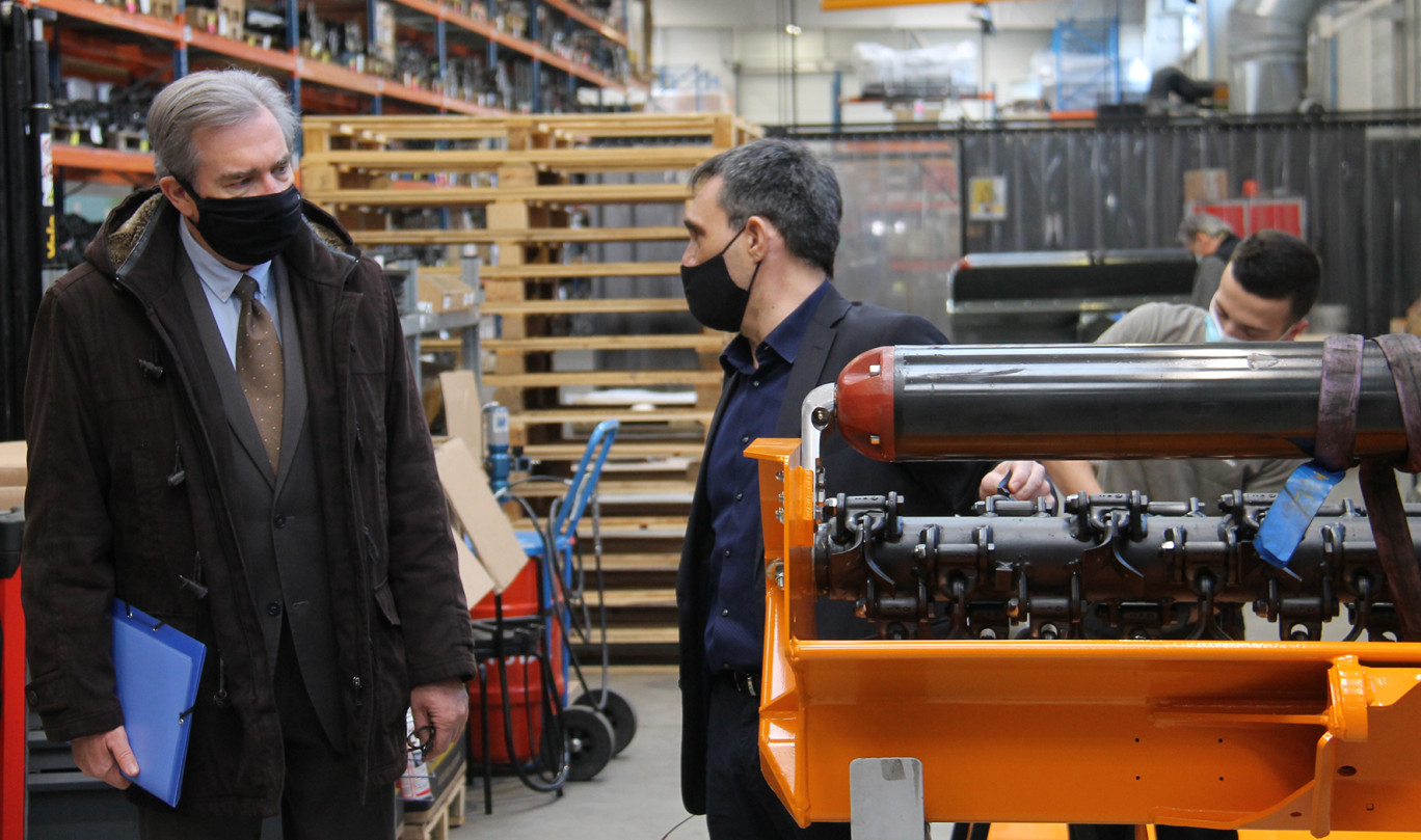 Arnaud Cochet, le préfet de Meurthe-et-Moselle a visité l’entreprise Noremat de Ludres, pilotée par Christophe Bachmann, le 1er mars dernier.