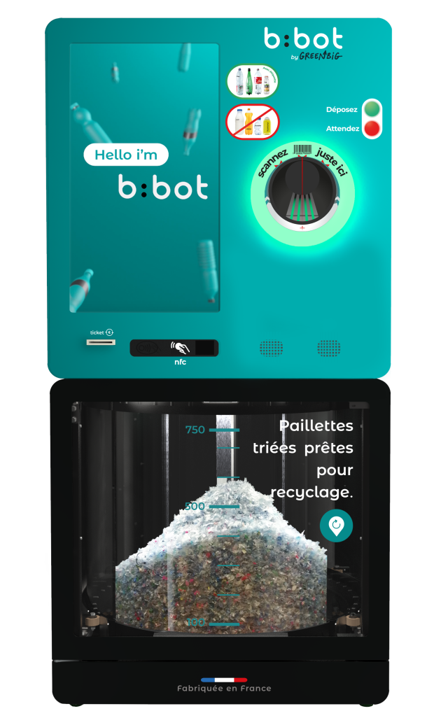 La start-up normande b:bot sépare les bouteilles en plastique et les transforme en paillettes.