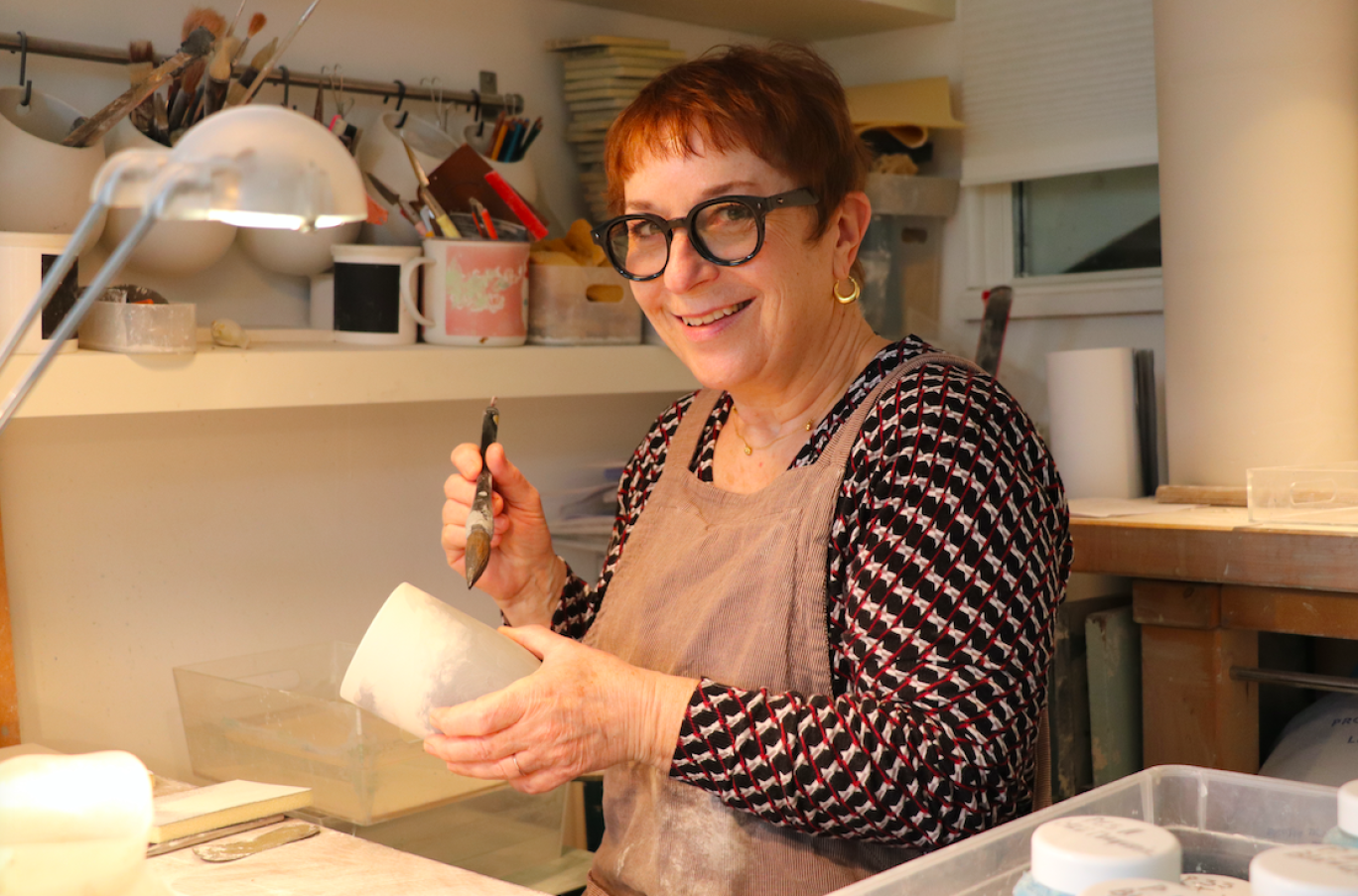 Marie Verlet en pleine création. 