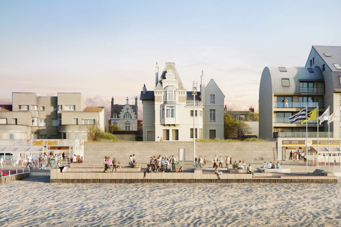 L'une des quatre terrasses publiques abritées qui sera érigée en bord de mer. © Leblanc Venacques