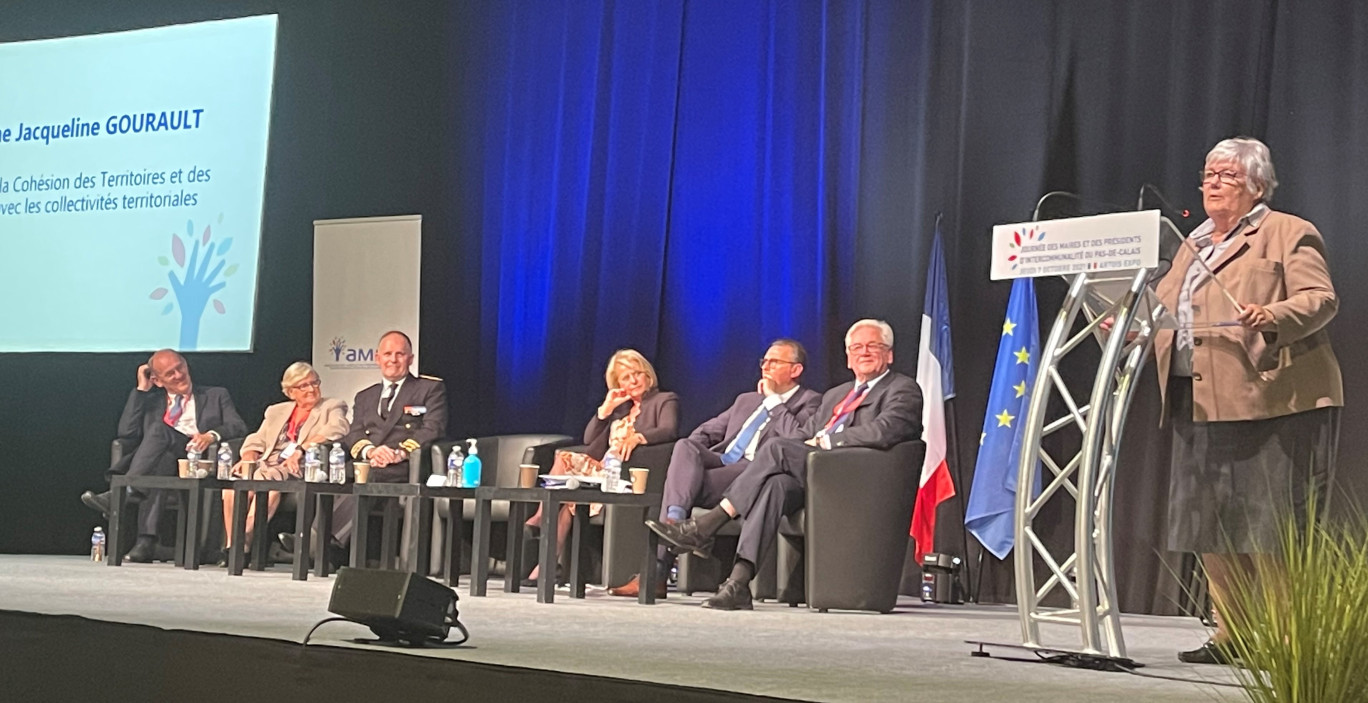 Lors de l'intervention de Jacqueline Gourault, ministre de la Cohésion des territoires et des Relations avec les collectivités territoriales.