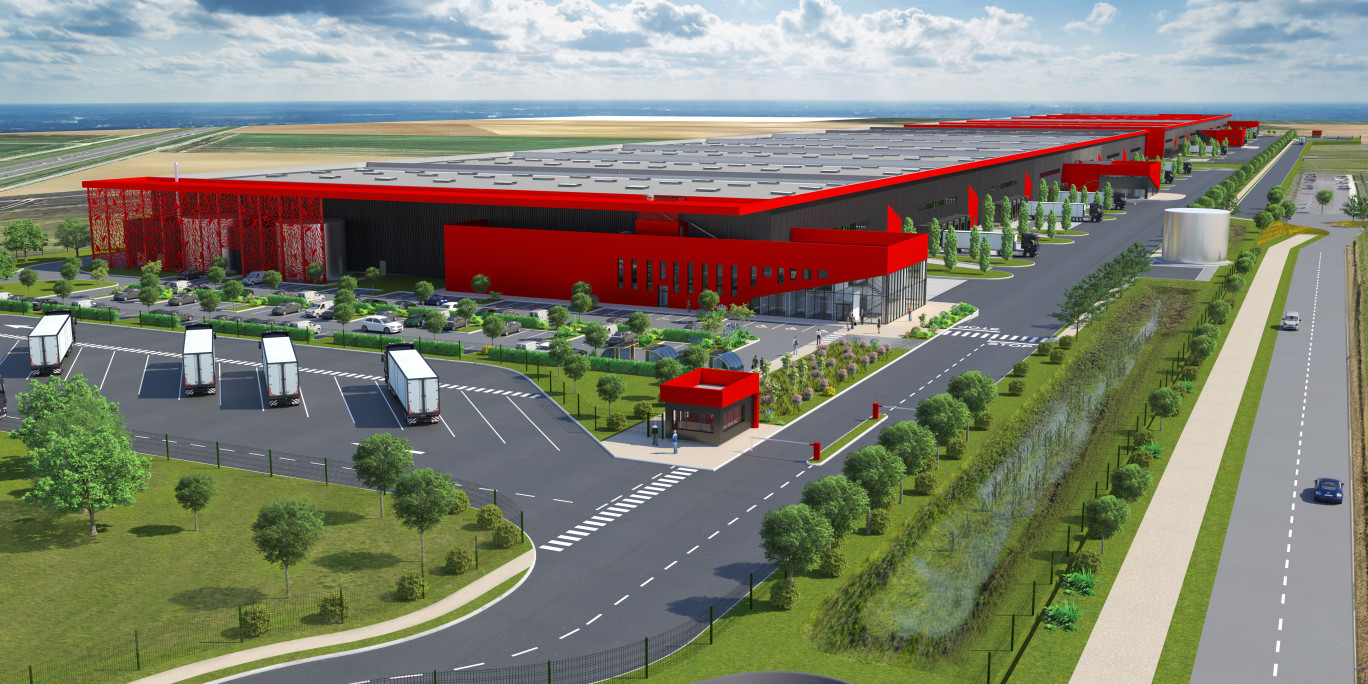 La plateforme logistique de Nanteuil-le-Haudouin de 93 000 m2 sera construite dans une démarche vertueuse, un moyen pour le Groupe Panhard de se démarquer de la concurrence. (© Groupe Panhard)