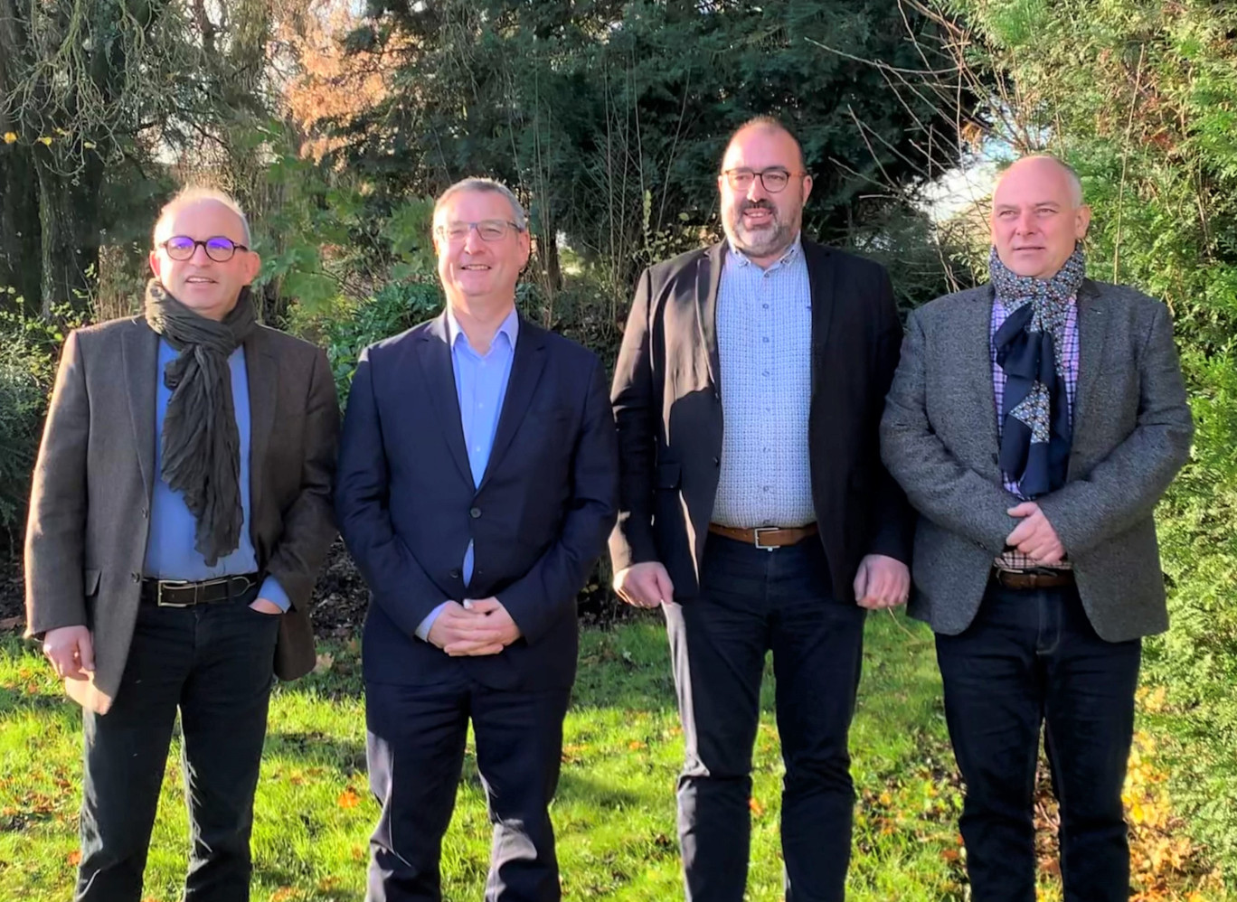 Gouvernance du groupe Advitam/Unéal (de gauche à droite) : Gabriel Delory, vice-président, Cédric Cogniez, directeur général, Armel Lesaffre, président, et Nicolas Debrabant, vice-président de la coopérative Unéal et du groupe Advitam.