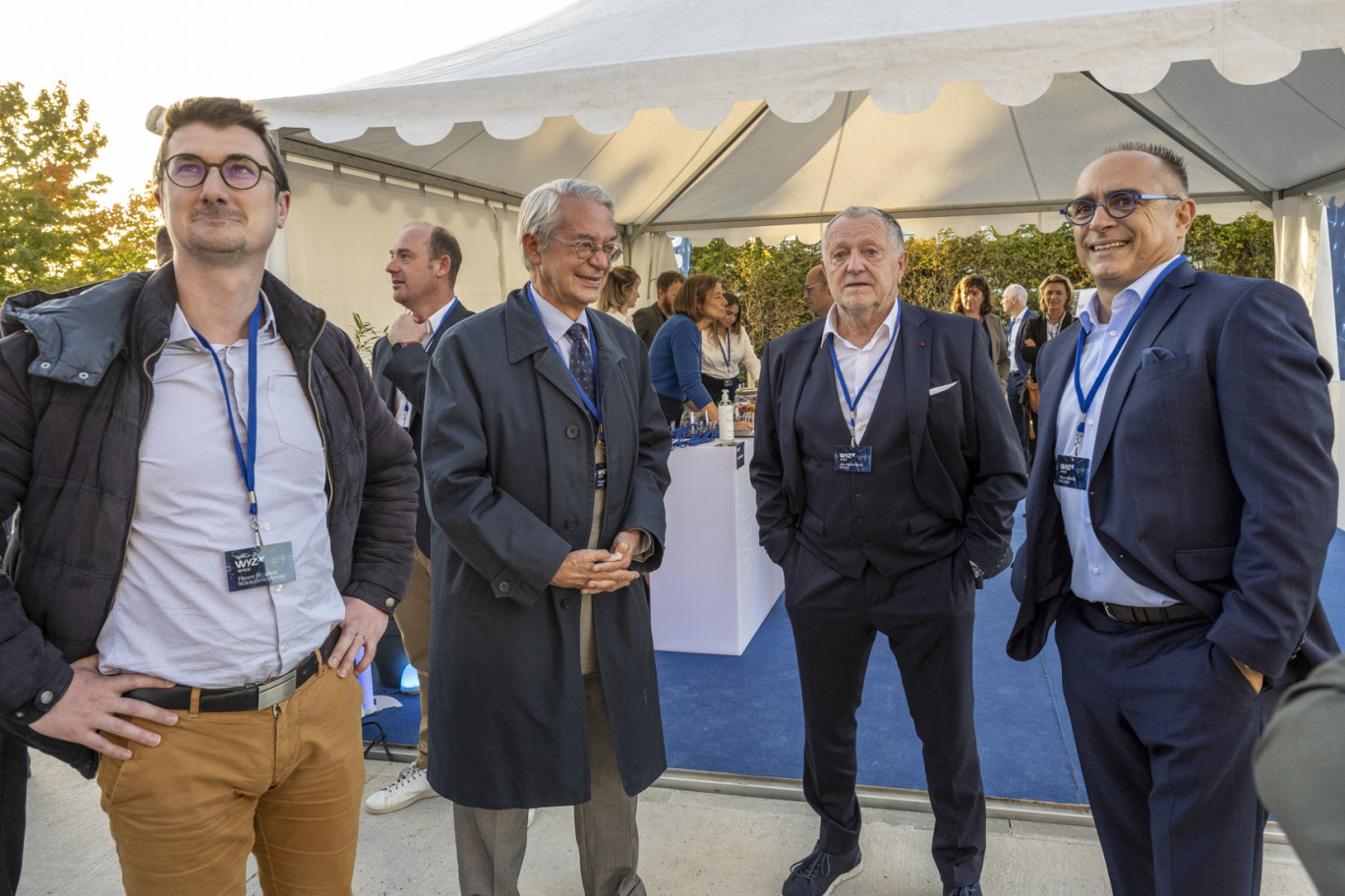 L'inauguration des nouveaux locaux de Wyz Group en présence de Philippe Marini, Président de l'agglomération de la région de Compiègne et de Jean-Michel Aulas, actionnaire historique de WYZ, avec Pierre Guirard, Président et cofondateur de l'entreprise. (c)DR