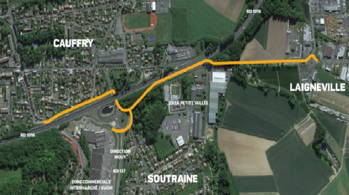 Une nouvelle voie verte,  le long de la route départementale RD 1016, reliant les deux communes de Laigneville et Cauffry. ©Communauté de Communes du Liancourtois - la Vallée dorée