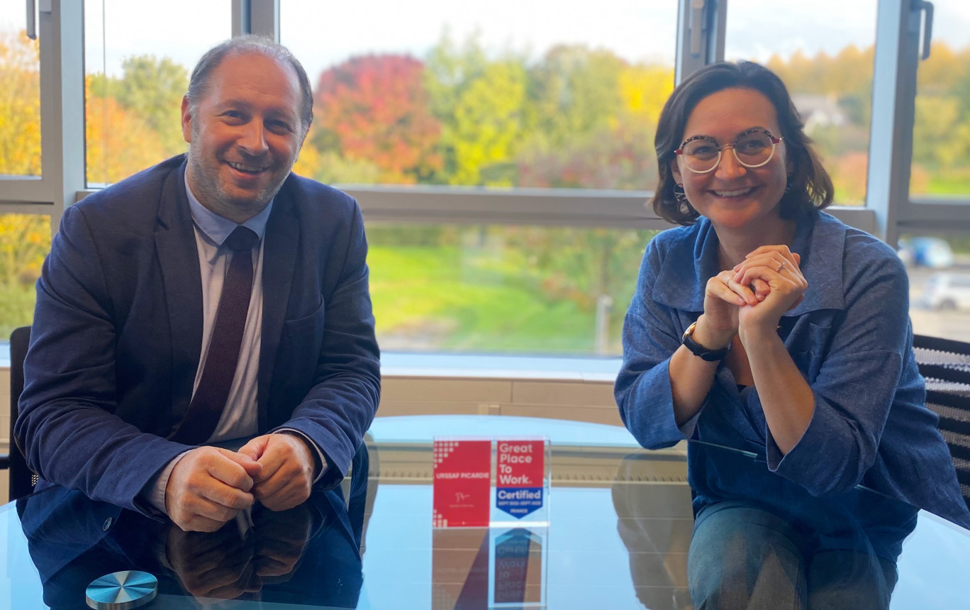 Pierre Feneyrol et Anne-Sophie Rousseau, directeur régional et directrice adjointe de l'Urssaf Picardie.