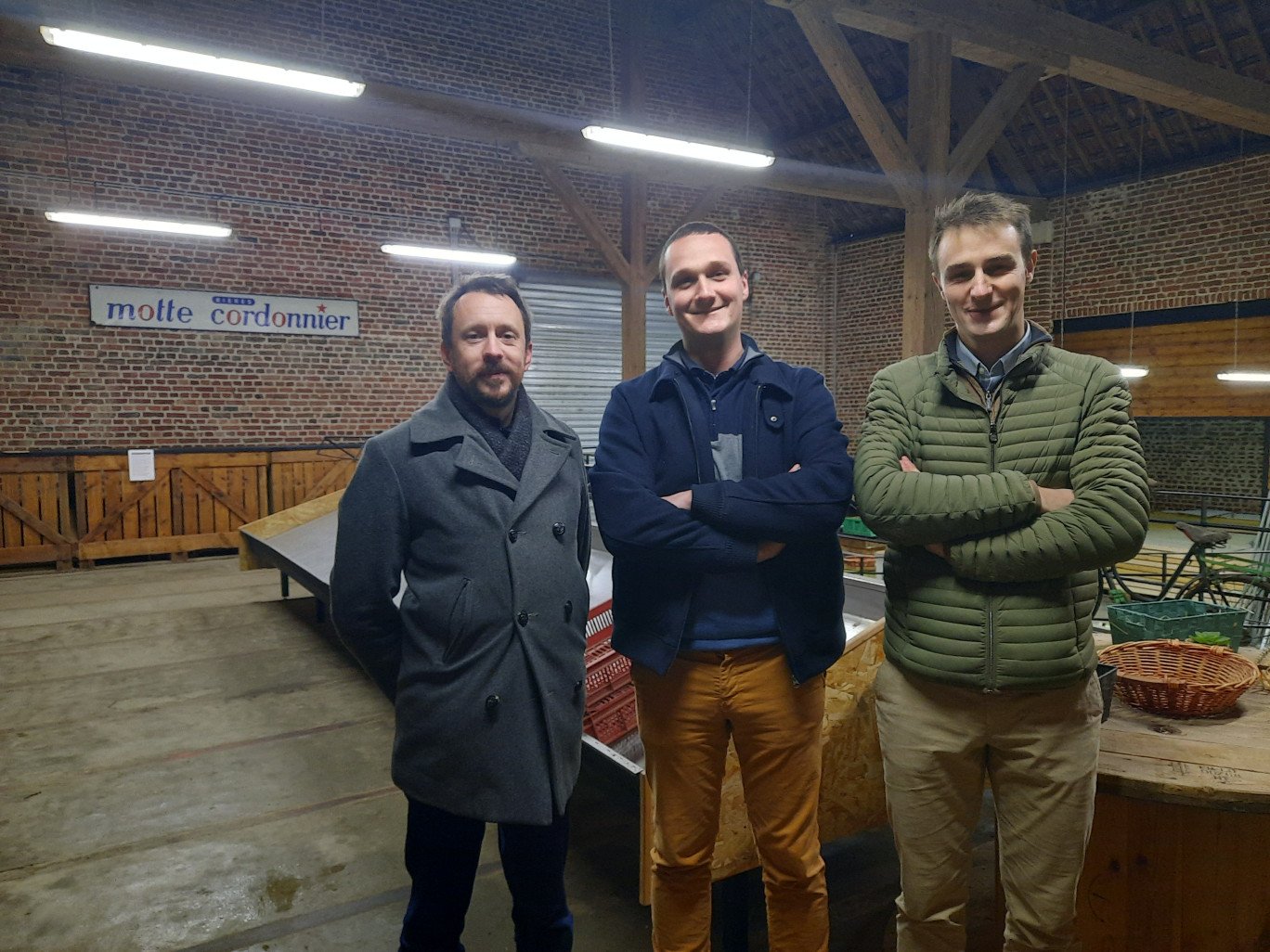 (de dr. à g.) Thibault Demeestère et Pierre-Joseph Lévêque, les deux co-fondateurs, accompagnés de Raphaël Devreker, leur business angel. ©Aletheia Press/ L. Péron