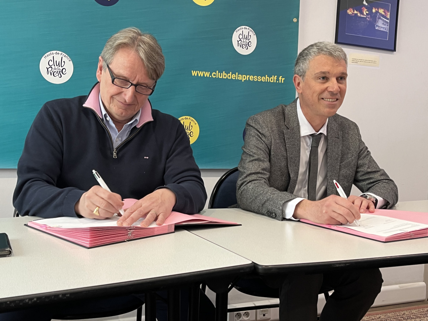 Thierry Vatin, directeur général de l’Agence de l’Eau Artois-Picardie et Olivier Camau, directeur régional Hauts-de-France de la Banque des Territoires.