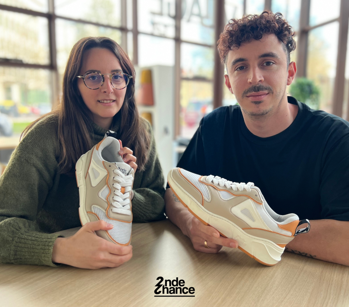 Manon Poirot et Maxence Colin ont mis leur valeur écologique au service d’une basket recyclable. (© 2nde Chance)