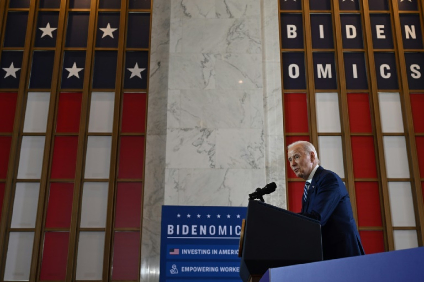 Le président américain Joe Biden donne un discours sur les réformes économiques à Chicago, dans l'Illinois, le 28 juin 2023 © ANDREW CABALLERO-REYNOLDS