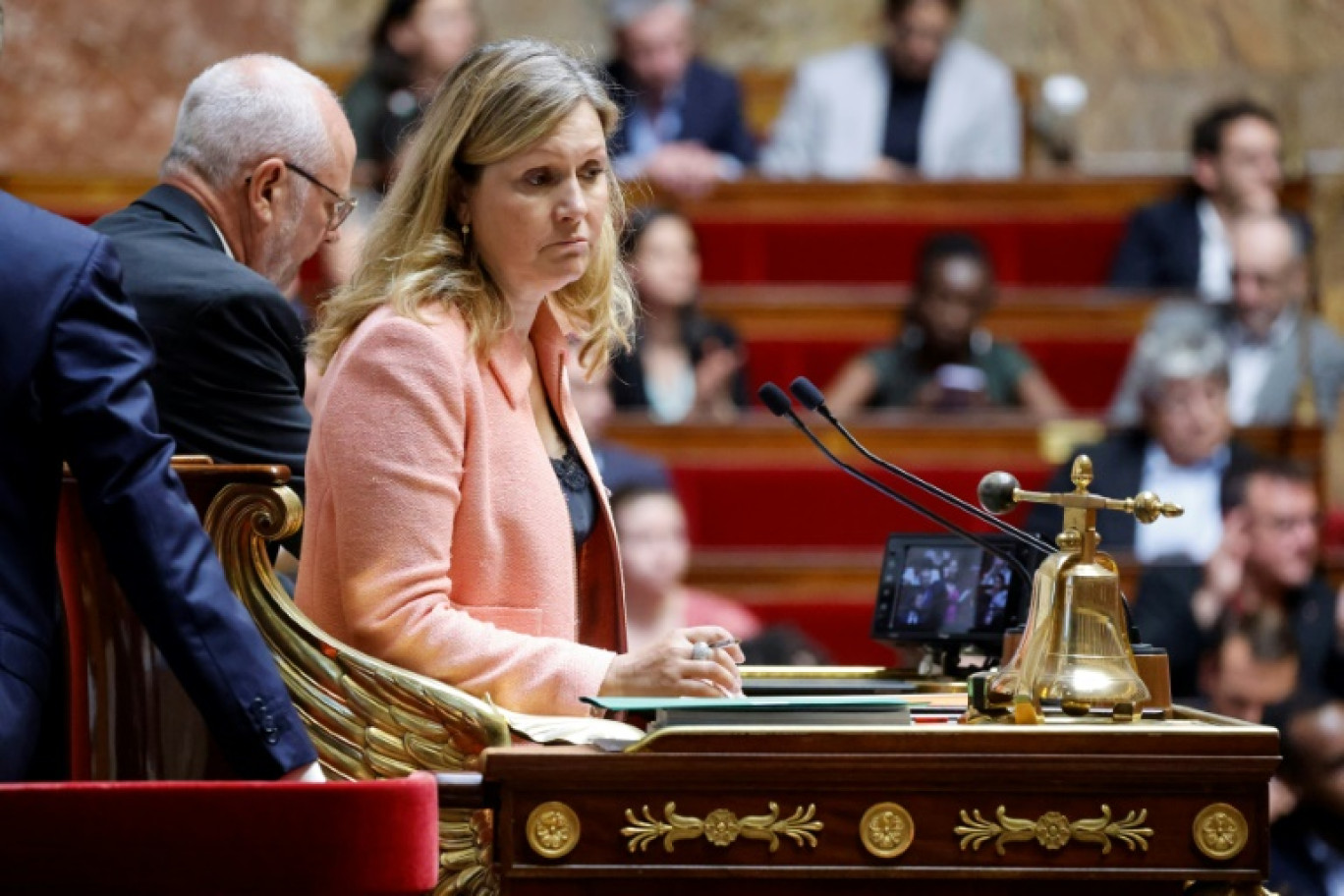 La présidente de l'Assemblée Yaël Braun-Pivet, le 8 juin 2023 à l'Assemblée nationale à Paris © Ludovic MARIN