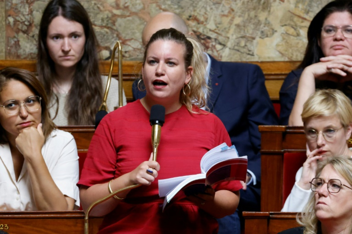 La présidente du groupe LFI Mathilde Panot le 8 juin 2023 à l'Assemblée nationale à Paris © Ludovic MARIN