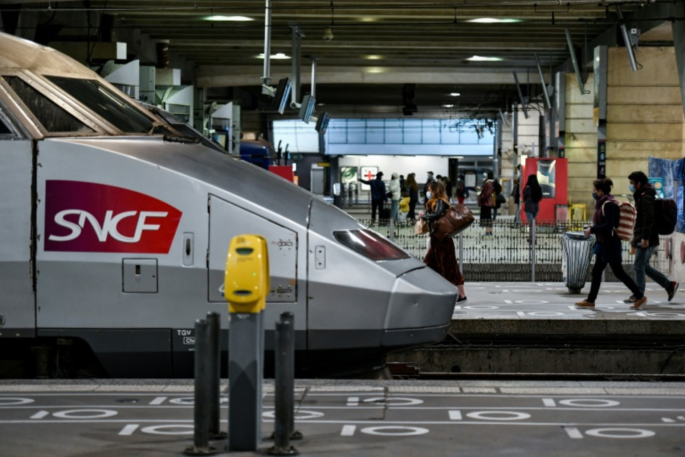 Un train à l'arrêt en gare Montparnasse à Paris, le 3 avril 2021 © STEPHANE DE SAKUTIN