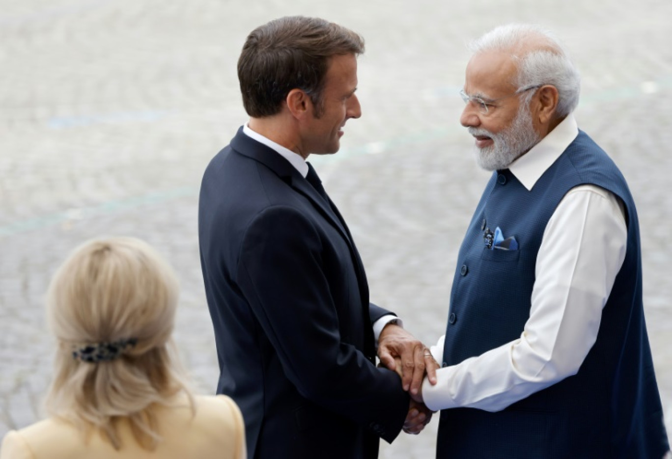 Emmanuel Macron et le Premier ministre indien Narendra Modi, invité d'honneur du 14-Juillet à Paris. © Ludovic MARIN