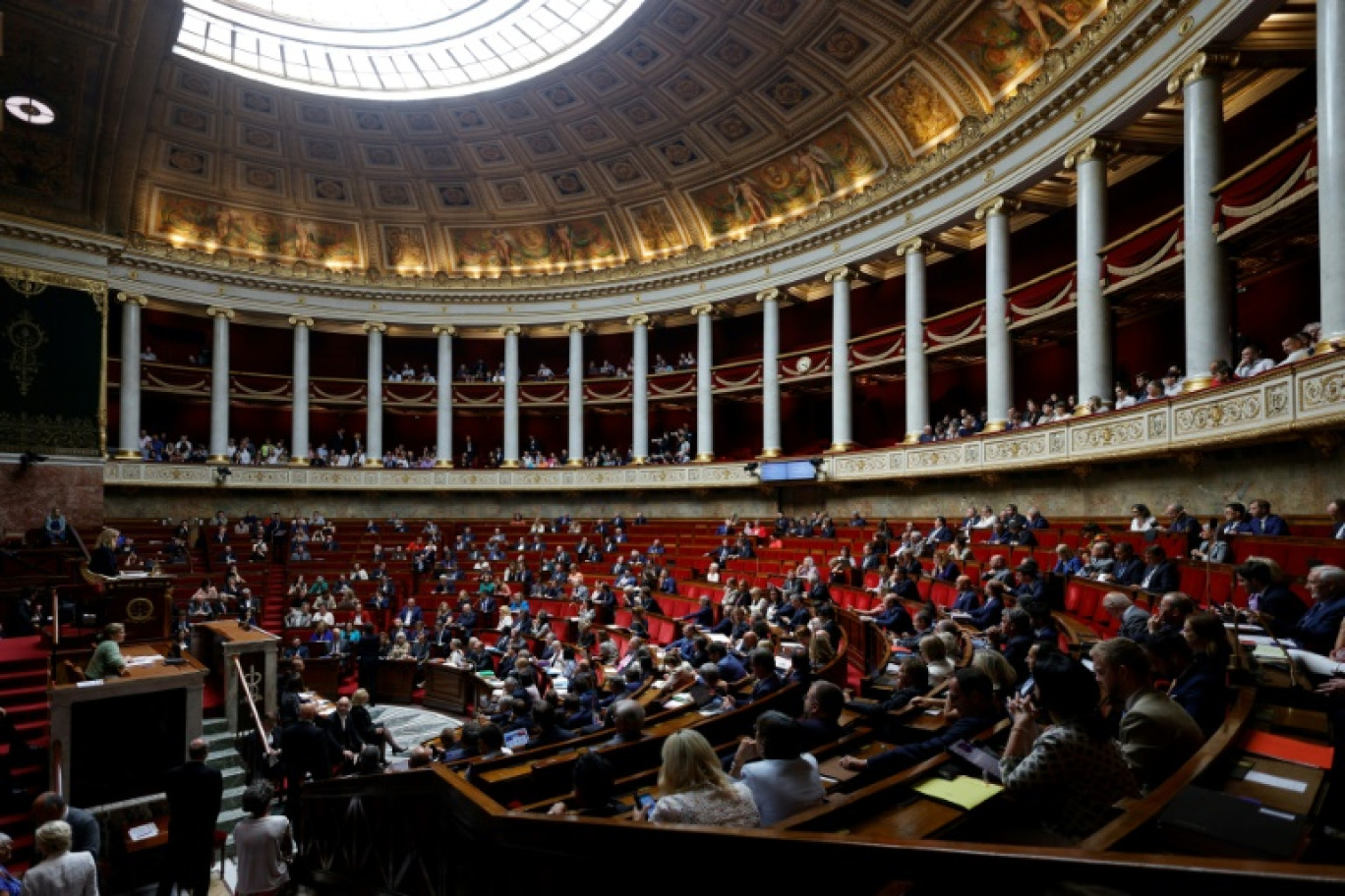 Vue générale de l'Assemblée nationale lors d'une séance de questions au gouvernement à Paris, le 18 juillet 2023 © Geoffroy Van der Hasselt