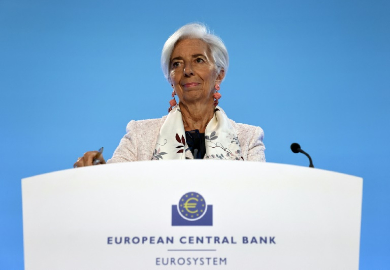 La présidente de la BCE, Christine Lagarde, le 27 juillet 2023 à Francfort, en Allemagne © Daniel ROLAND