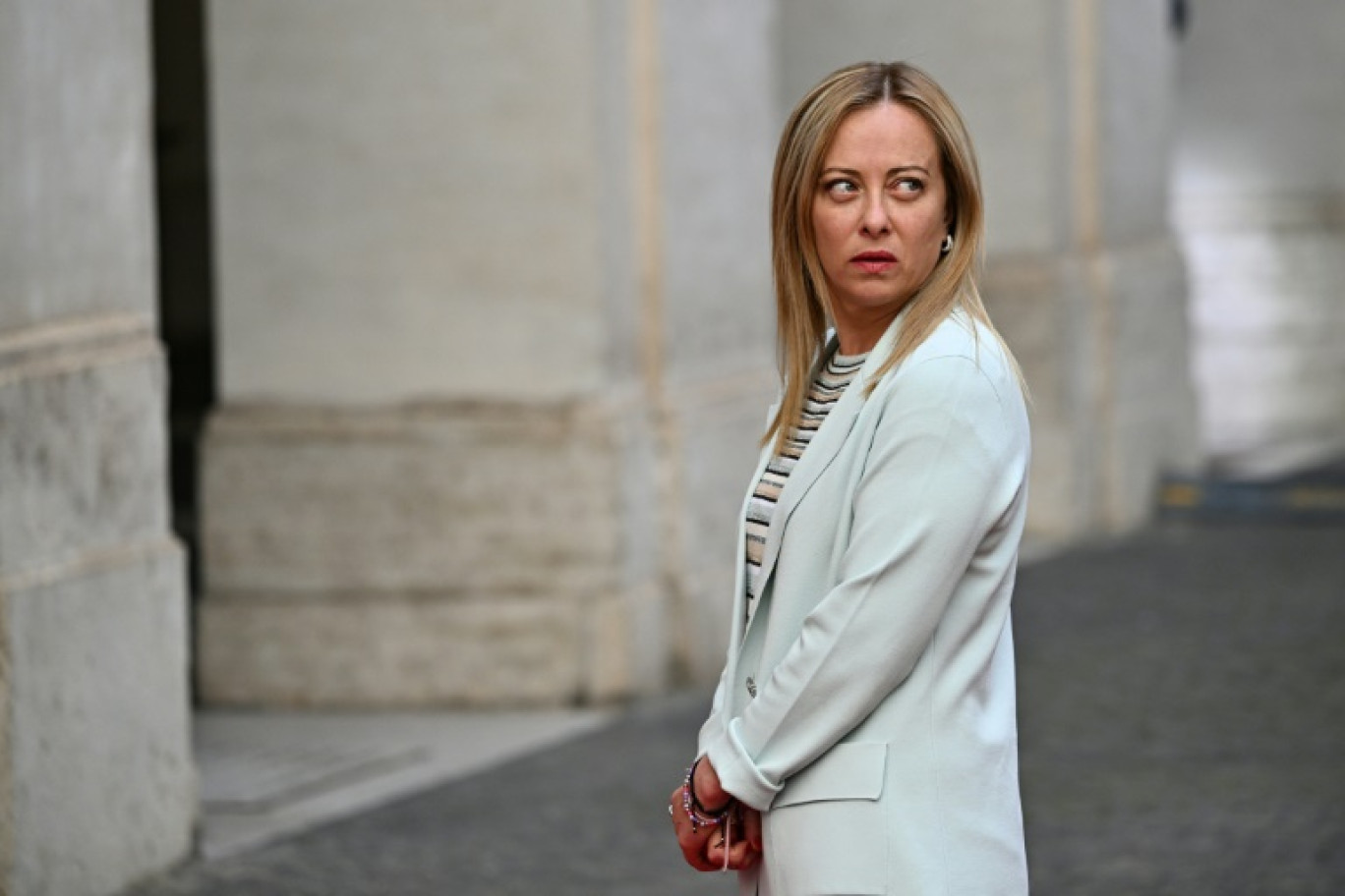 Giorgia Meloni au Palais Chigi, siège du gouvernement italien, à Rome, le 21 juin  2023 © Andreas SOLARO