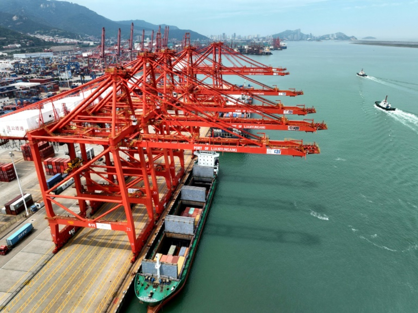 Des conteneurs au port de Lianyungang, dans la province orientale du Jiangsu, en Chine, le 16 juillet 2023 © STR