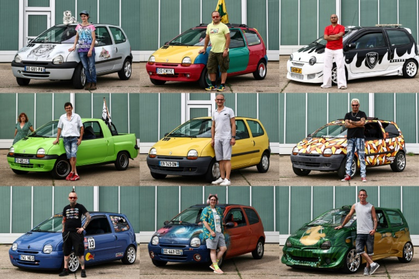 Montage réalisé le 19 août 2023 montrant des passionnés de Twingo rassemblés  à l'aérodrome de Chambley-Bussières, en Meurthe-et-Moselle, à l'occasion des 30 ans de la petite Renault © SEBASTIEN BOZON