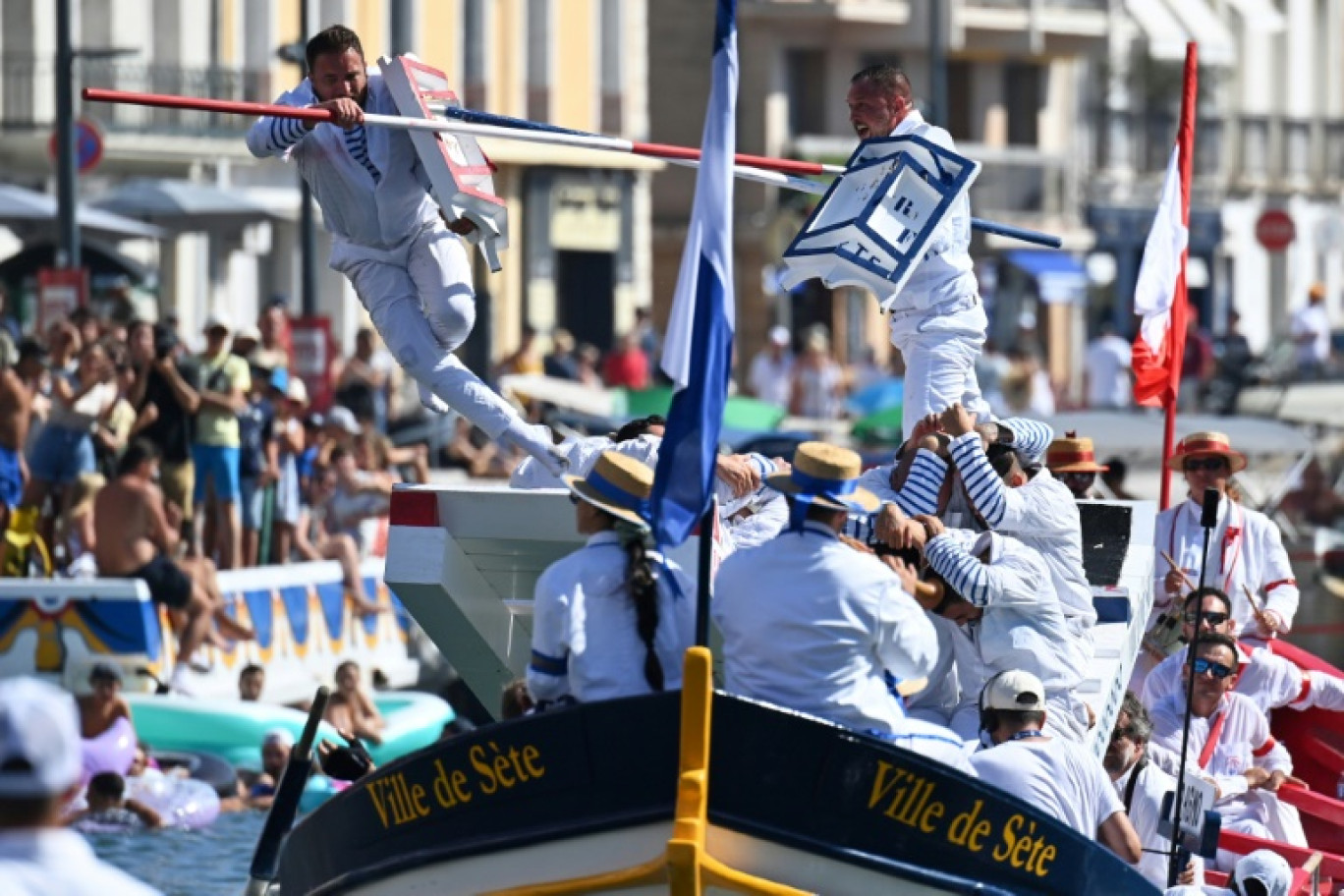 Les champions de la joute languedocienne s'affrontent à Sète (Hérault) le 21 août 2023 © Sylvain THOMAS