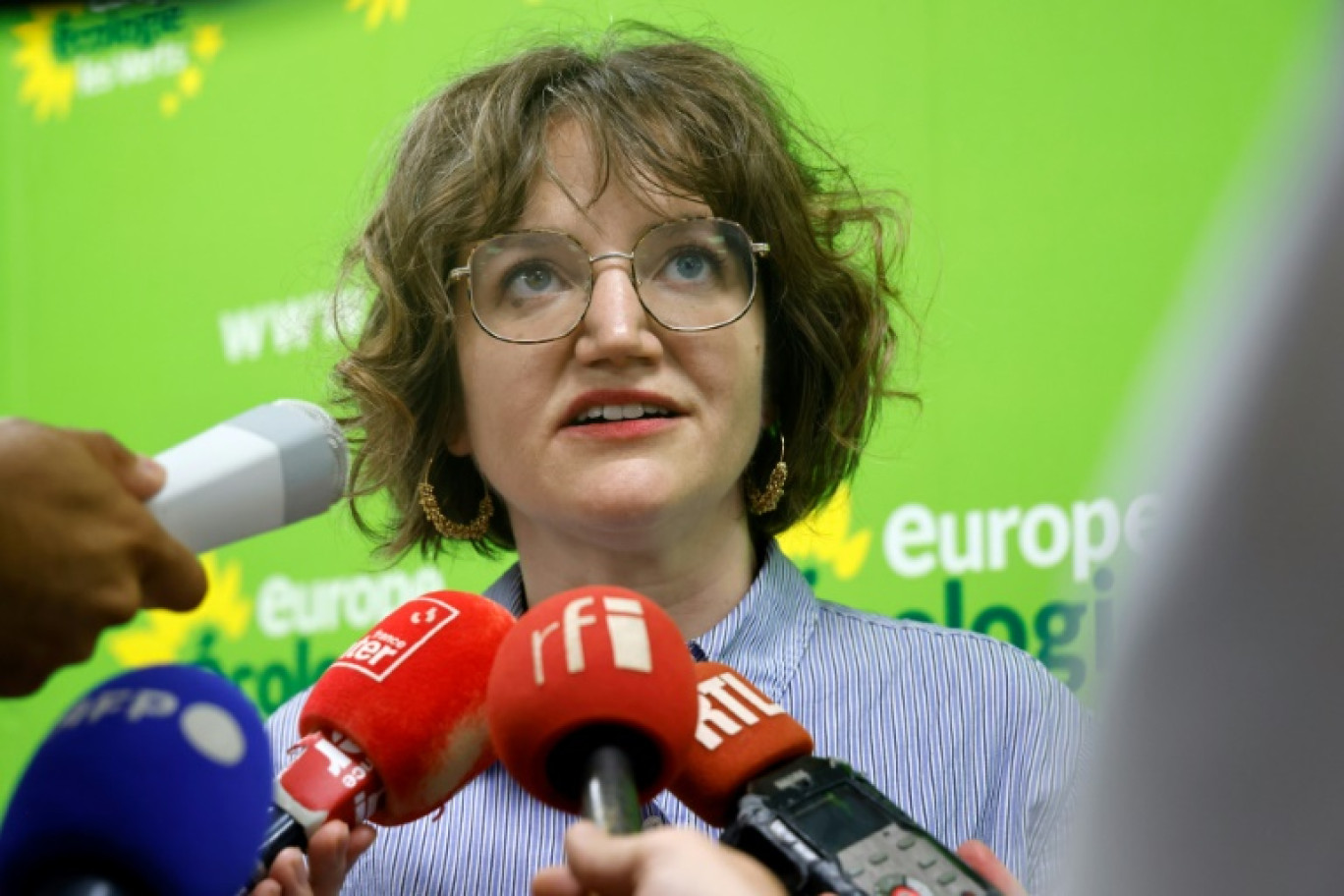 Marie Toussaint, tête de liste EELV aux européennes, le 10 juillet 2023 à Paris © Ludovic MARIN