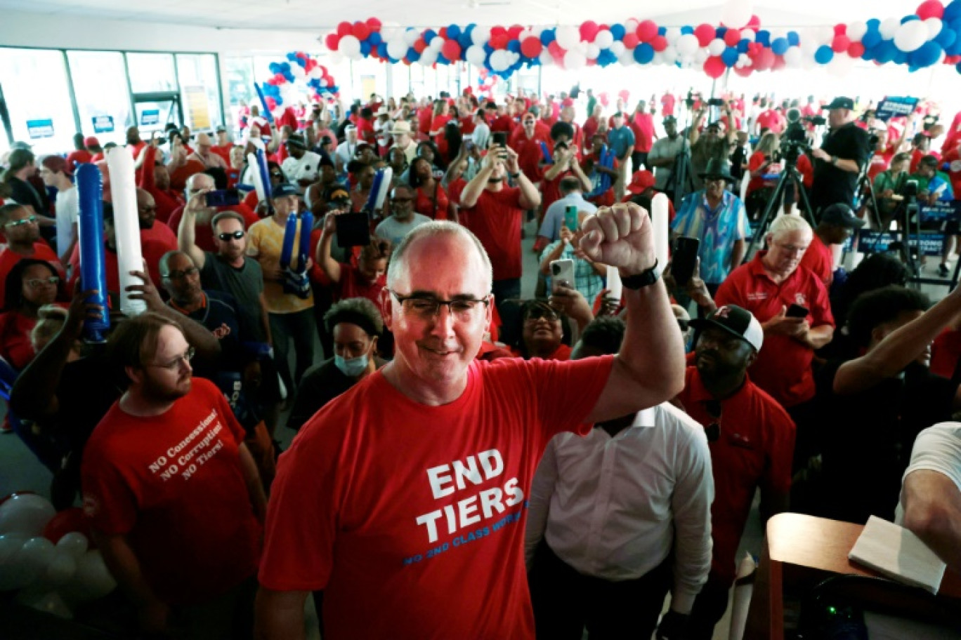 Shawn Fain, président du syndicat United Automobile Workers (UAW), le 20 août 2023 à Warren, dans le Michigan © JEFF KOWALSKY