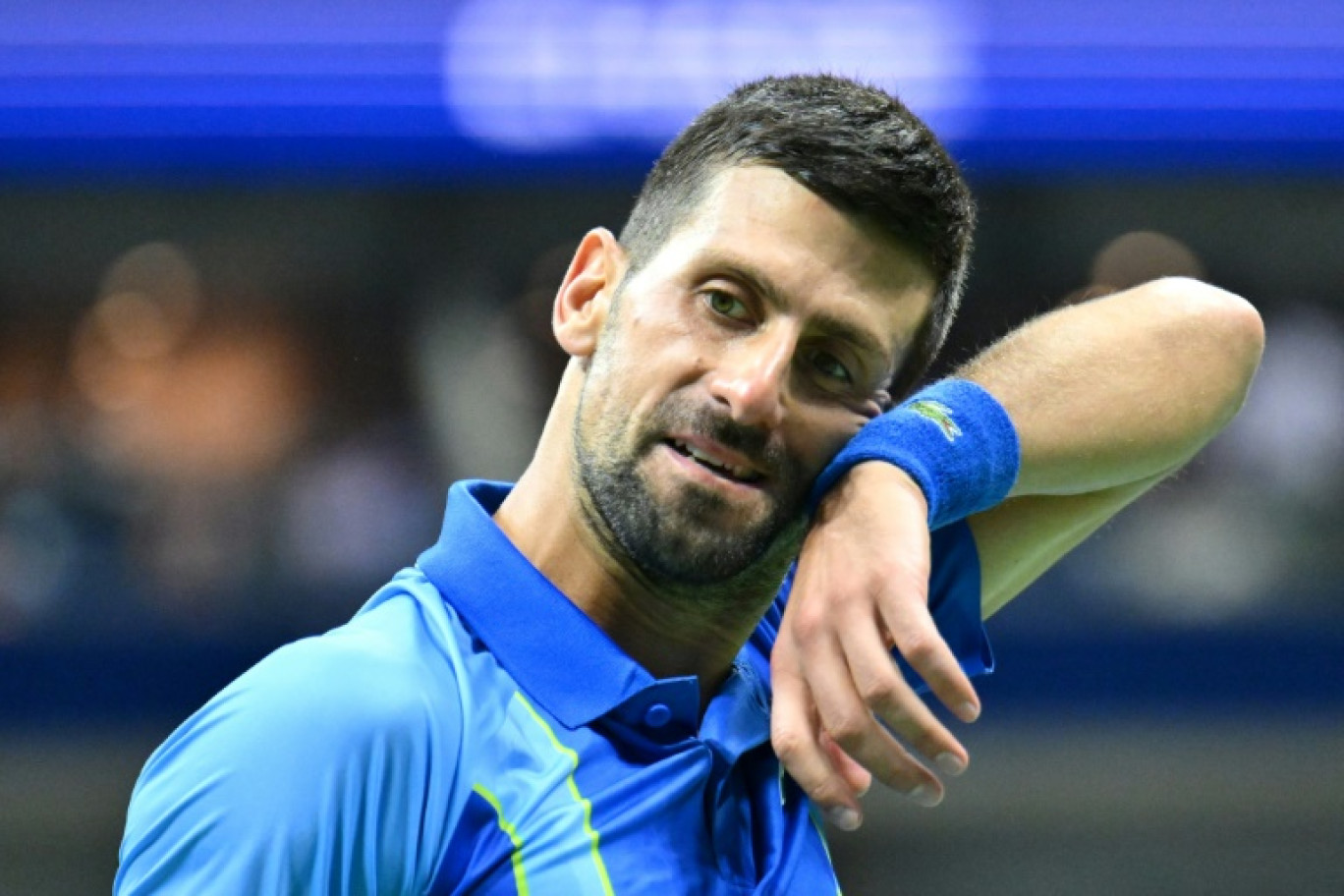 Le Serbe Novak Djokovic pendant son match contre le Russe Daniil Medvedev en finale de l'US Open, le 10 septembre 2023 à New York © ANGELA WEISS