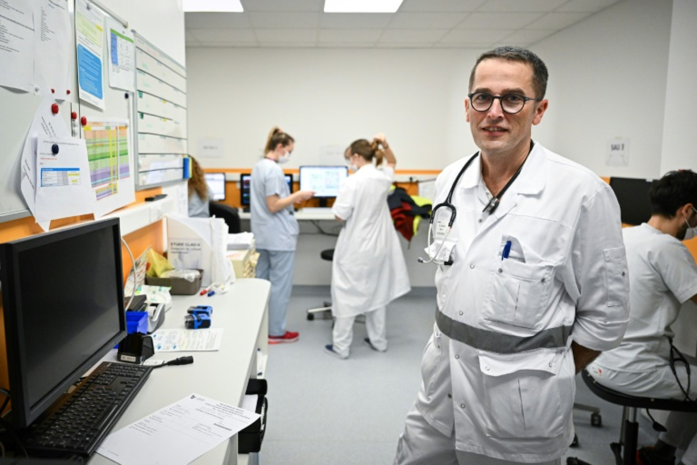 Le dirigeant du syndicat SAMU-Urgences de France, Marc Noizet, aux Urgences de l'hôpital Emile Muller de Mulhouse (Haut-Rhin), le 16 janvier 2023 © SEBASTIEN BOZON