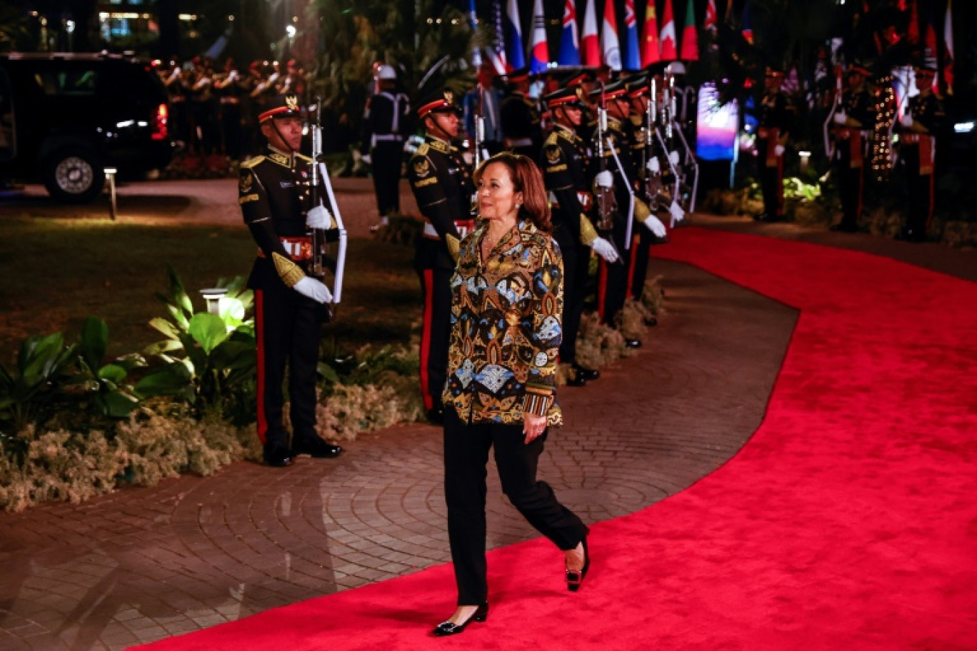 La vice-présidente américaine Kamala Harris arrive au dîner de gala du 43e sommet de l'Asean à Jakarta, le 6 septembre 2023 © Mast IRHAM