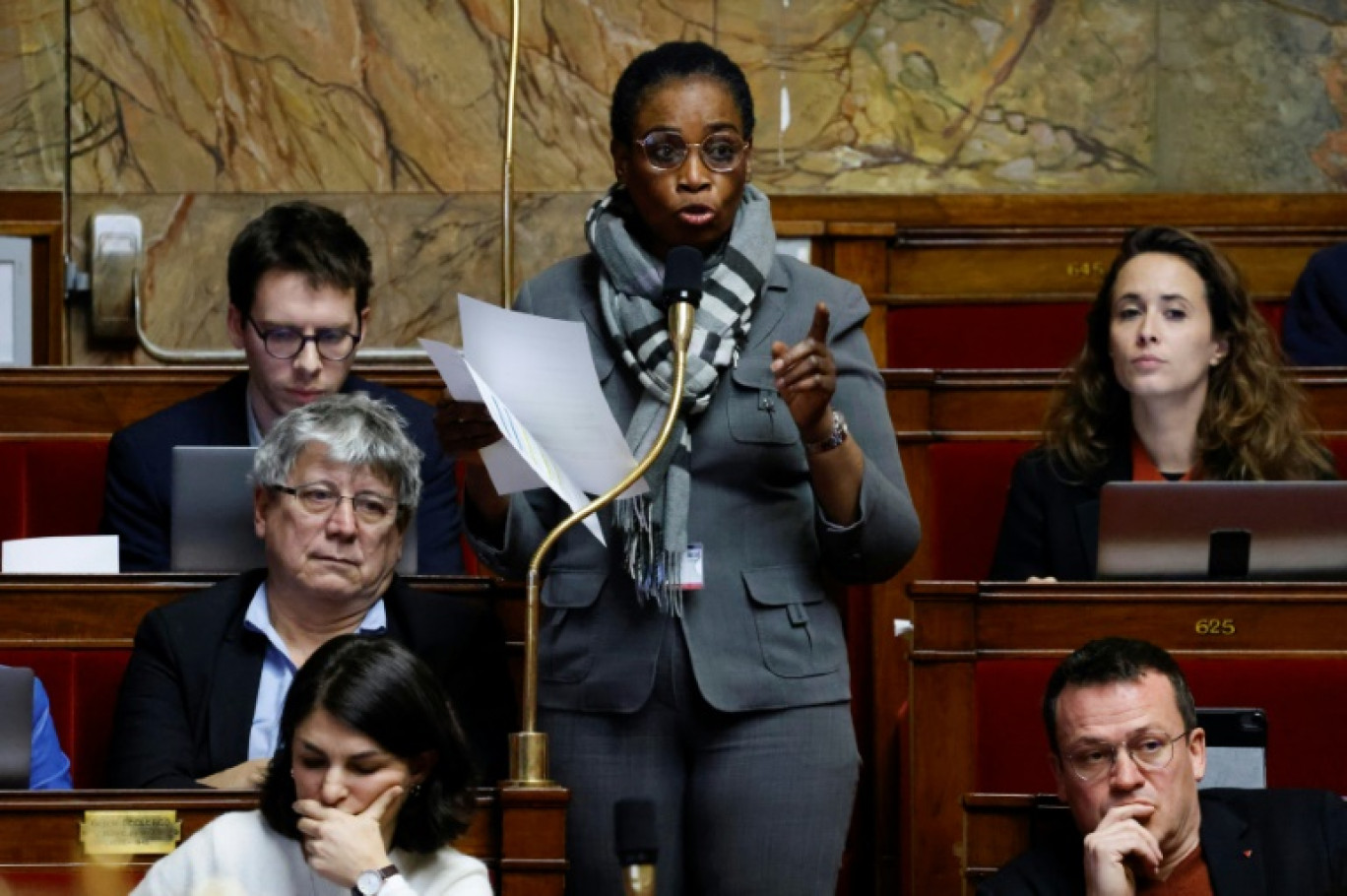 La députée LFI Rachel Kéké à l'Assemblée nationale à Paris, le 13 février 2023 © Ludovic MARIN