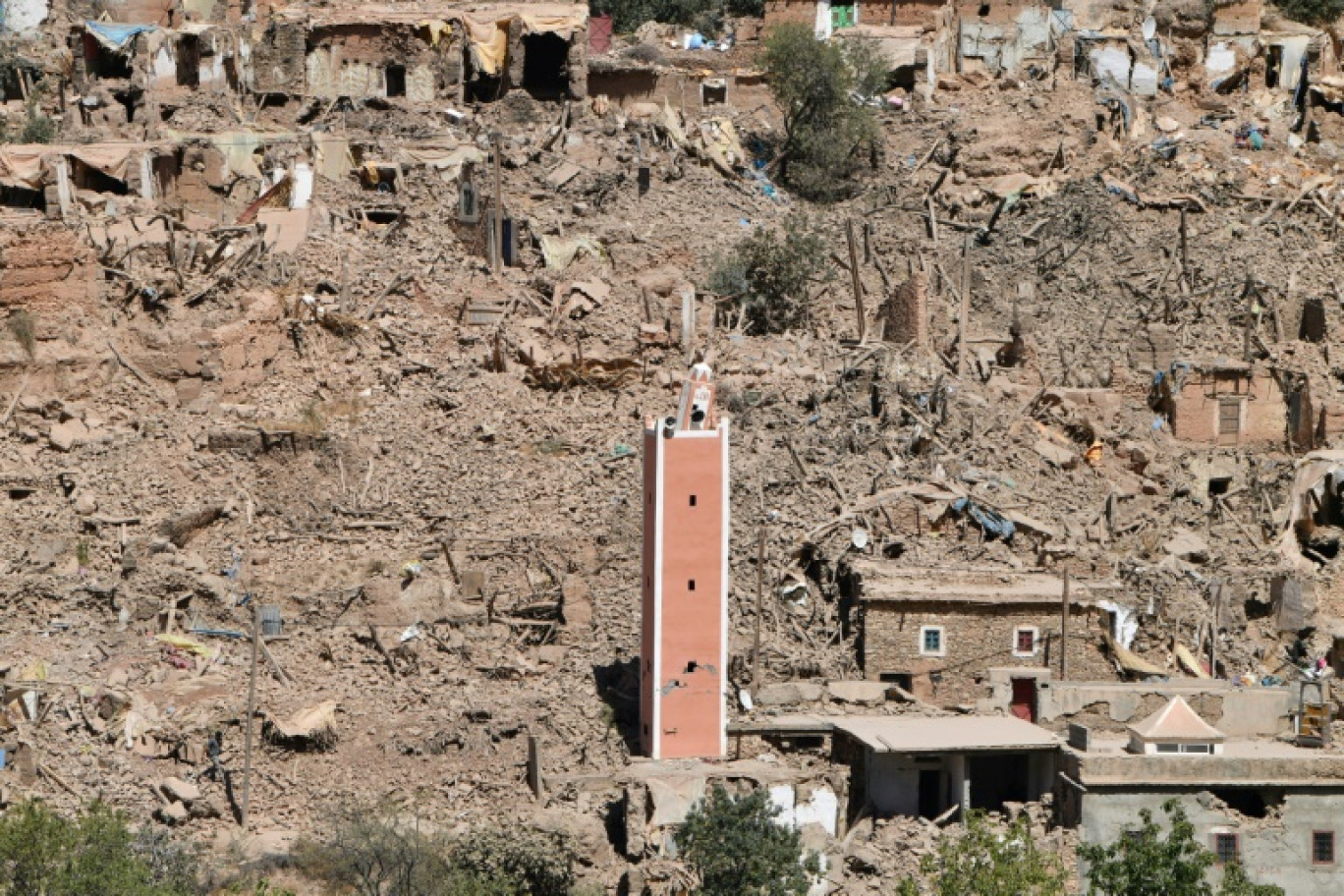 La plupart des maisons du village de Tikht se sont effondrées dans le séisme qui s'est produit vendredi au Maroc © Fethi Belaid