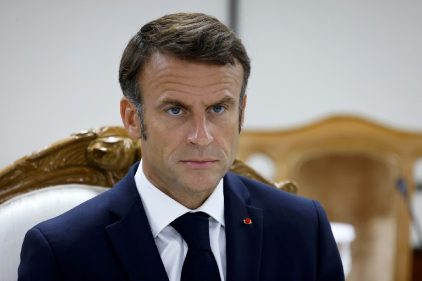 Le président français Emmanuel Macron à Dacca, le 11 septembre 2023 © Ludovic MARIN