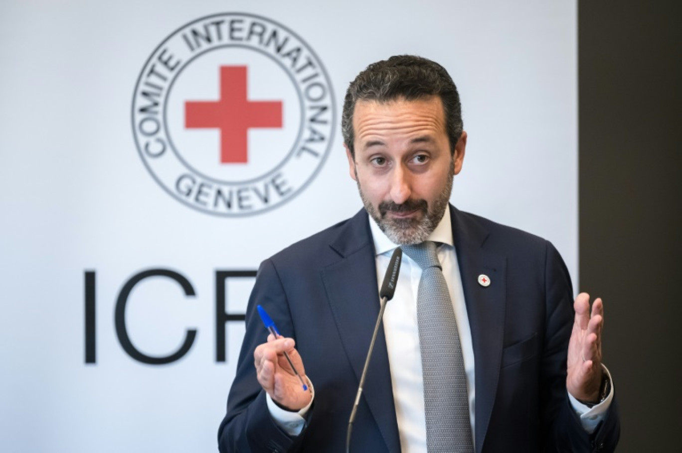 Le directeur général du CICR Robert Mardini au siège de la Croix-Rouge à Genève, le 11 septembre 2023 © Fabrice COFFRINI