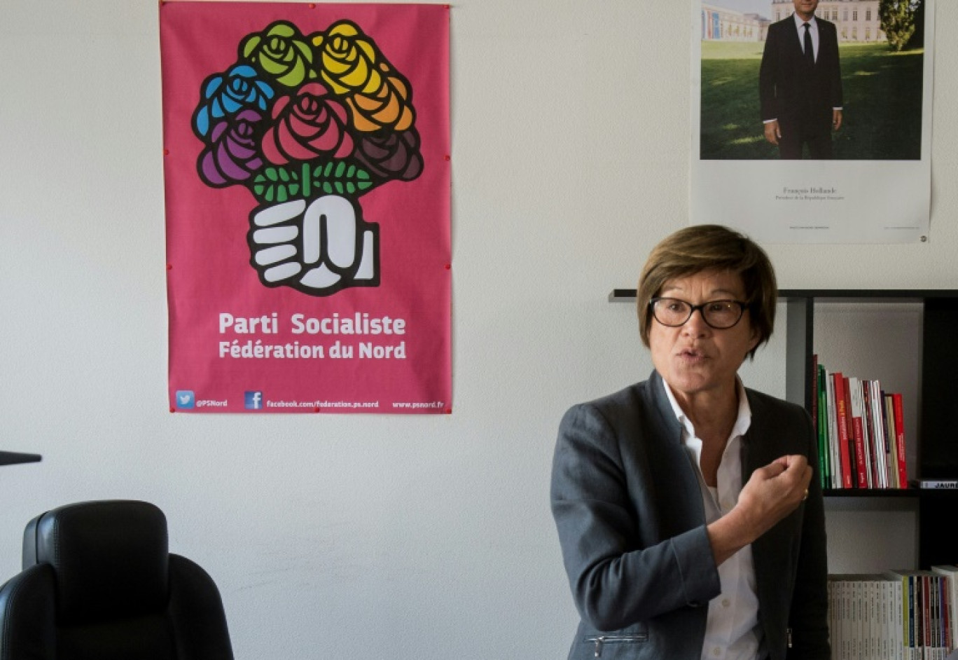 La sénatrice du Nord Martine Filleul, dans les locaux du Parti socialiste, à Lille, le 21 avril 2016 © DENIS CHARLET