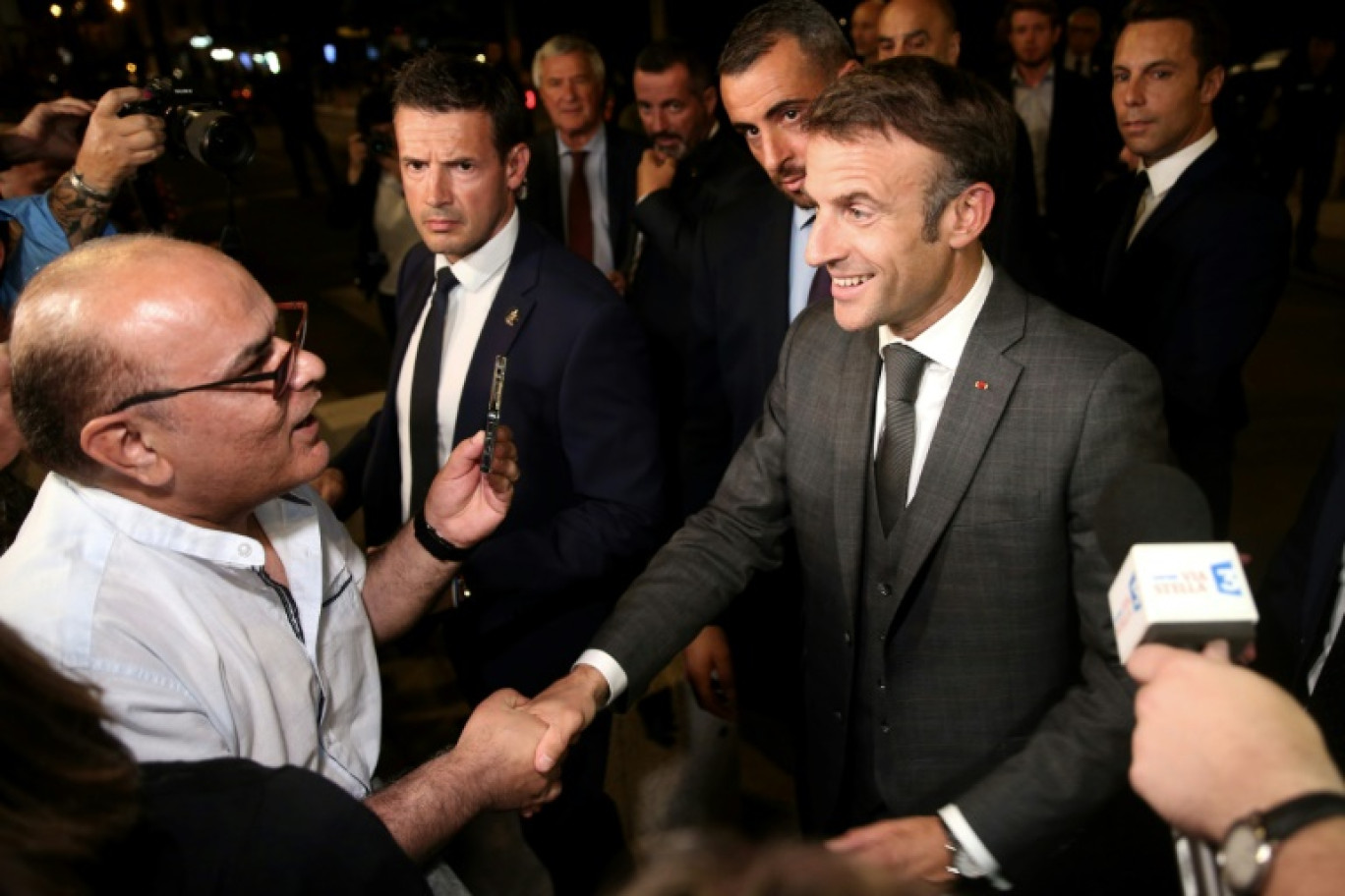 Le président Emmanuel Macron s'adresse aux membres de l'Assemblée de Corse, le 28 septembre 2023 à Ajaccio © Pascal Pochard-Casabianca