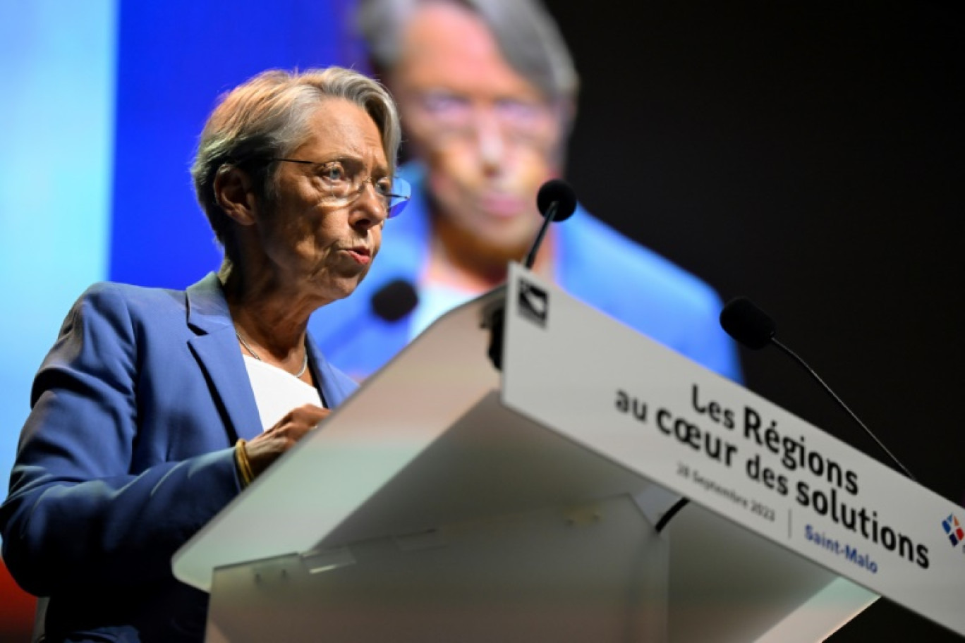 La Première ministre Elisabeth Borne à l'ouverture du congrès annuel des régions, le 28 septembre 2023 à Saint-Malo © Damien MEYER