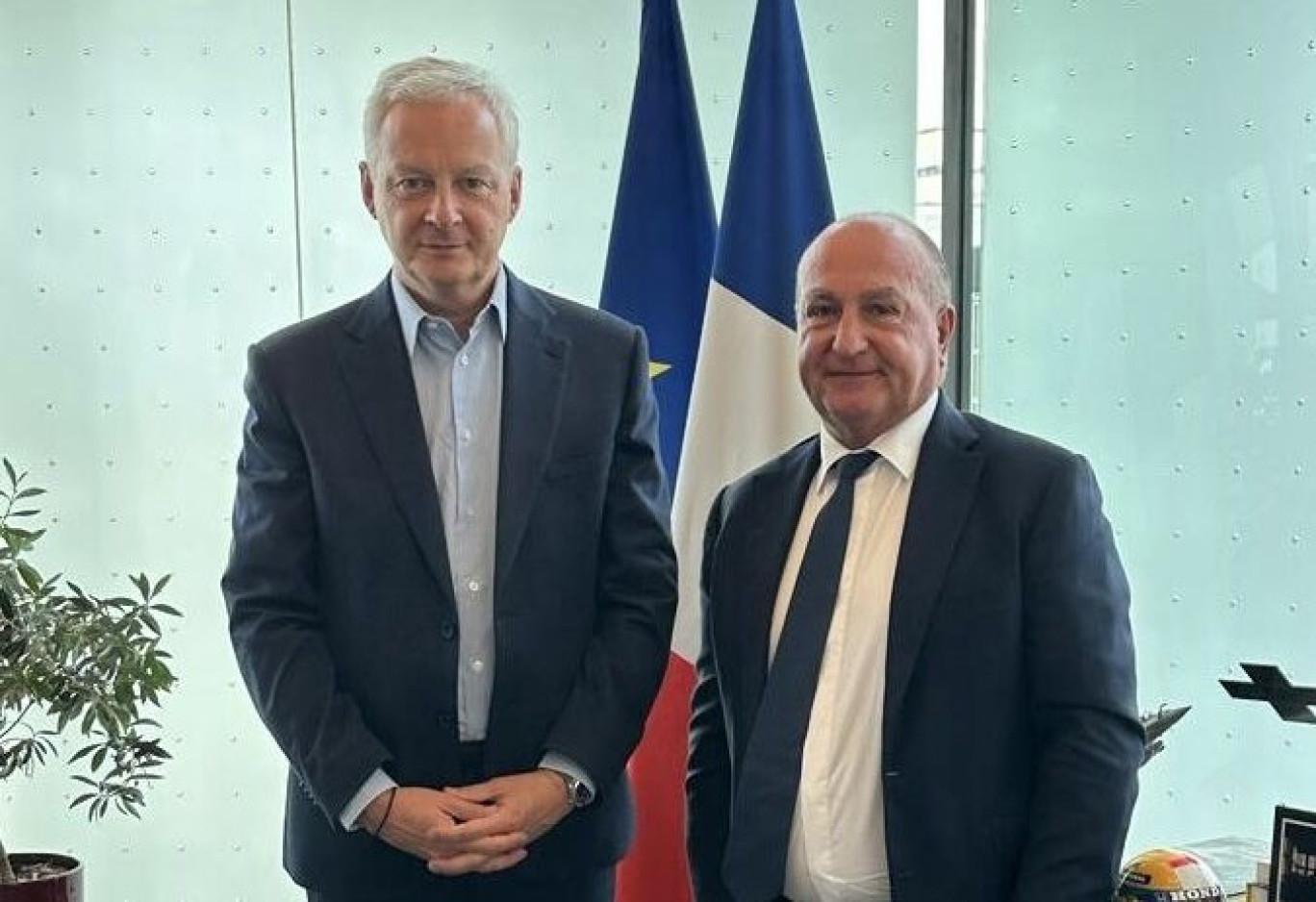 Alain Grizaud, président de la FNTP, aux côtés de Bruno Le Maire, ministre de l'Économie. © FNTP.