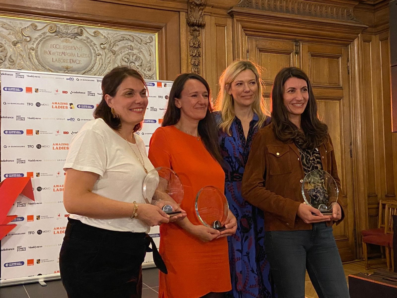 Adeline Roger, Vanessa Lesobre, Claire Perset (marraine de l’événement, fondatrice de l'agence CAN) et Margot Corréard.