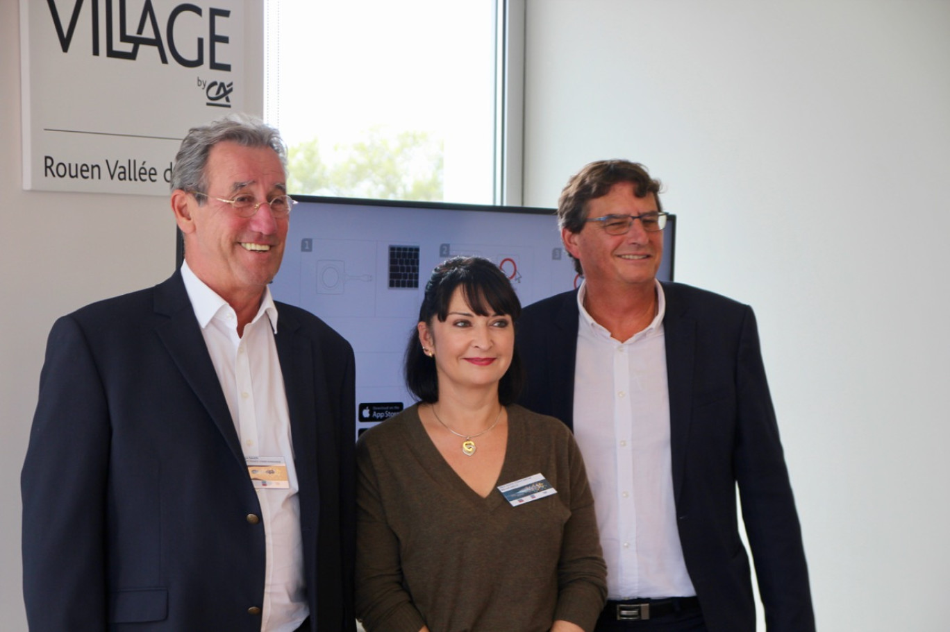 De g. à dr. : Régis Saadi (France Chimie Normandie), Astrid Constantin et Alain Verna (UIMM Rouen Dieppe), ce 29 septembre à Rouen. (© Aletheia Press / B.Delabre)