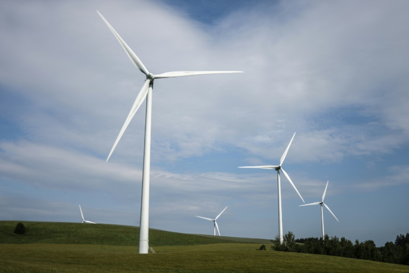 Des éoliennes près de Salles-Curan, dans l'Aveyron, le 1er juin 2023 © Charly TRIBALLEAU