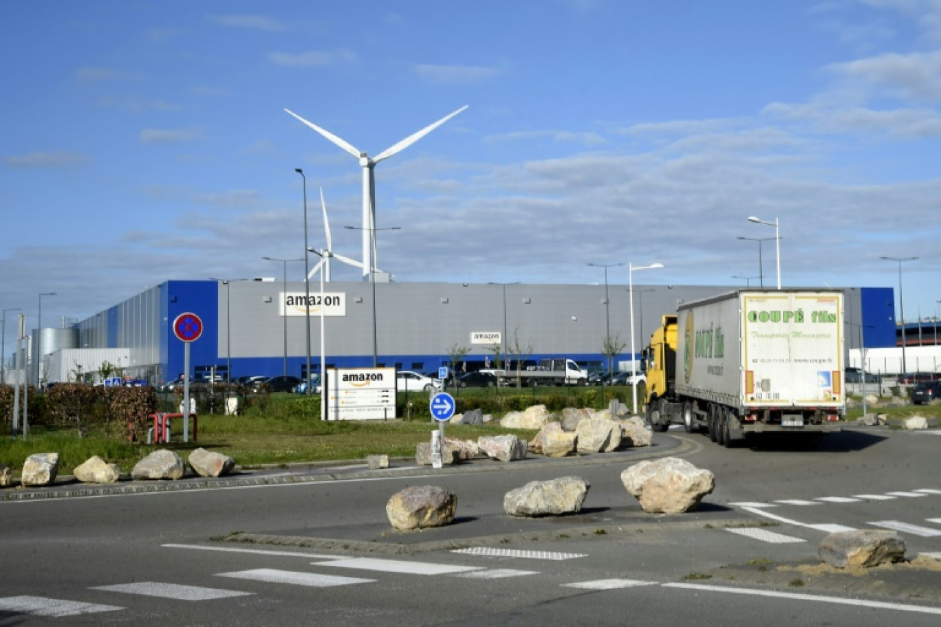 Le centre logistique Amazon de Lauwin-Planque, dans le départemennt du Nord, le 14 avril 2022 © FRANCOIS LO PRESTI