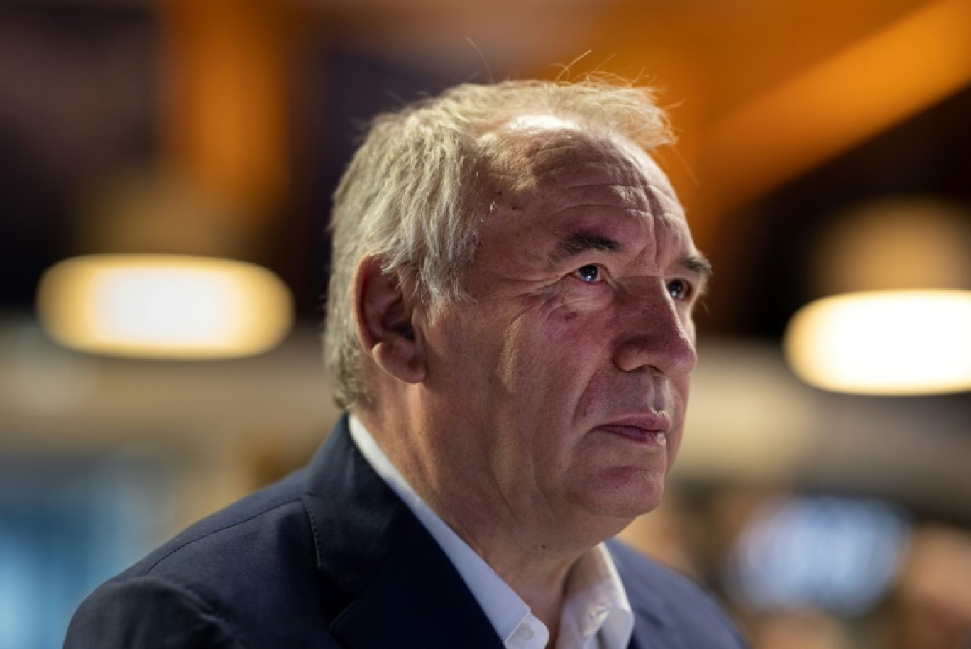 Le président du MoDem,  François Bayrou, lors d'une université de son parti à Guidel, le 1er octobre 2023 © Fred TANNEAU