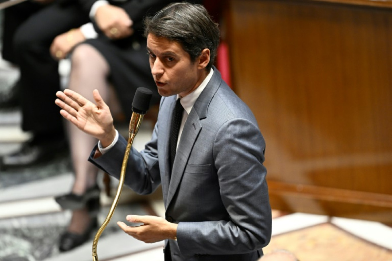 Le ministre de l'Éducation Gabriel Attalà l'Assemblée nationale à ¨Paris le 17 octobre 2023 © JULIEN DE ROSA