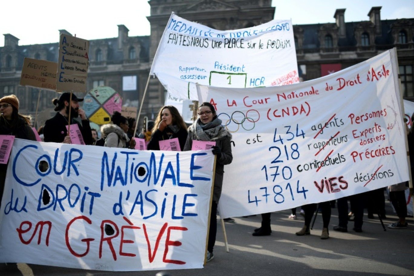 Rassemblement à l'appel de l'Ofpra pour protester contre la loi sur l'immigration, le 21 février 2018 à Paris © STEPHANE DE SAKUTIN