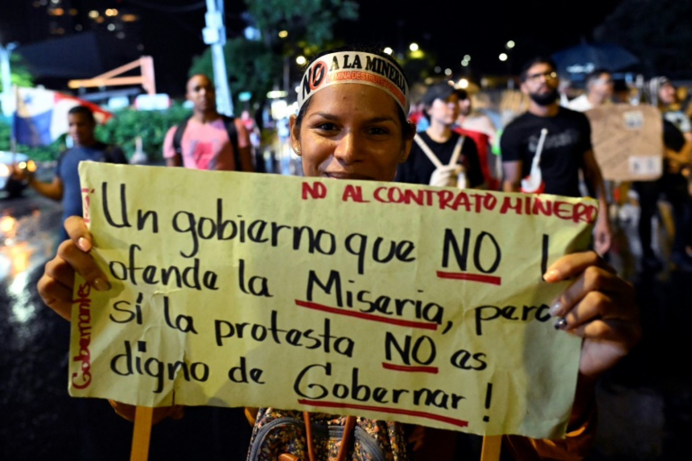 Manifestation à Panama contre un contrat minier avec le géant canadien First Quantum, le 27 octobre 2023 © LUIS ACOSTA