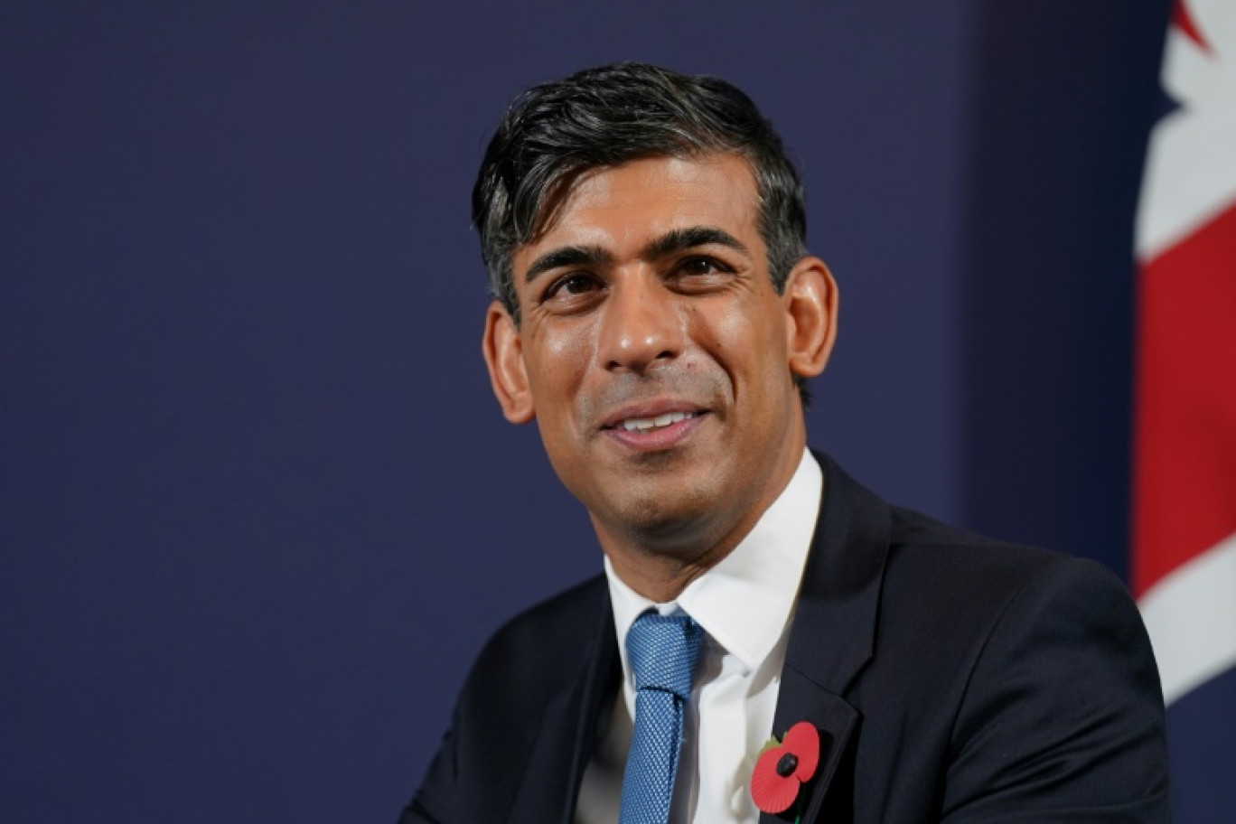 Le Premier ministre britannique Rishi Sunak à Bletchley Park (centre de l'Angleterre) au deuxième jour du premier sommet mondial sur les risques de l'intelligence artificielle (IA), le 2 novembre 2023 © Joe Giddens