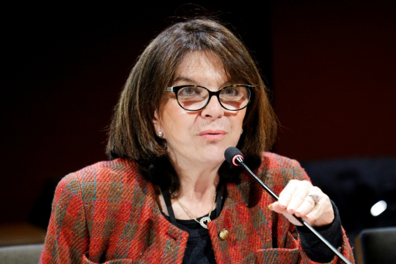 Nathalie Goulet, sénatrice centriste de l'Orne à Paris le 30 octobre 2023 © Geoffroy Van der Hasselt