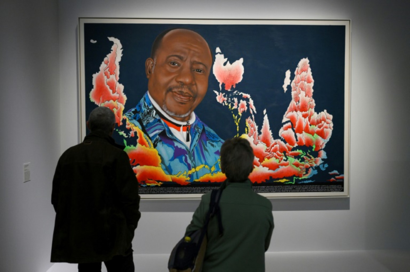 "La vraie carte du monde" de l'artiste congolais Chéri Samba, exposée au Mucem à Marseille, le 10 novembre 2023 © Nicolas TUCAT