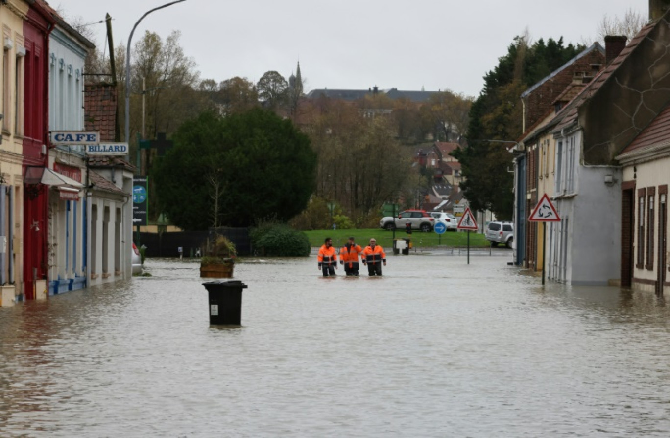 Vue aérienne des inondations à Setques, dans le Pas-de-Calais, le 11 novembre 2023 © Anthony Brzeski