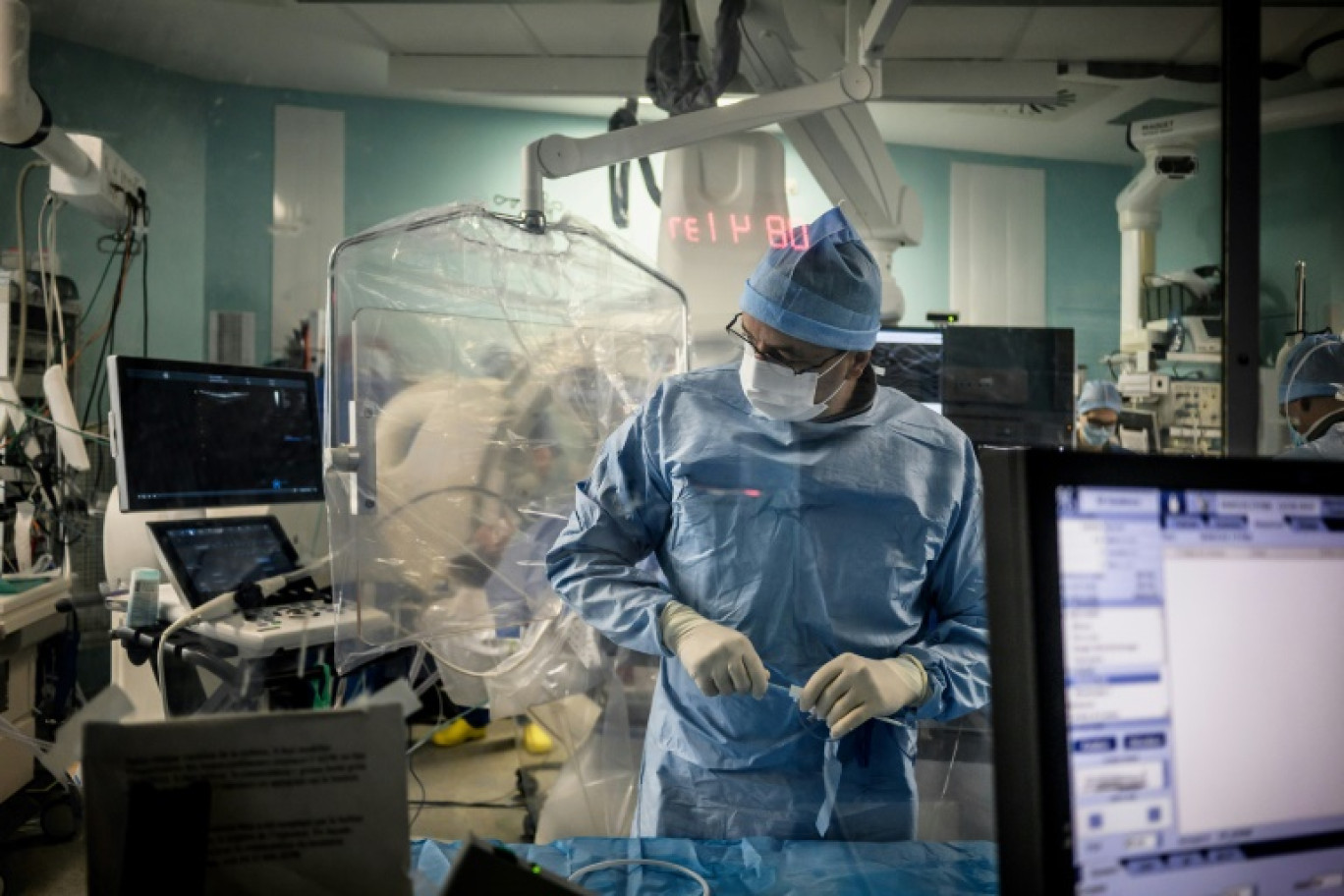 Une femme vient de bénéficier de la première greffe de larynx en France, une intervention présentée lundi à Lyon par l'équipe médicale qui espère pouvoir répéter cette "prouesse" prochainement © JEFF PACHOUD